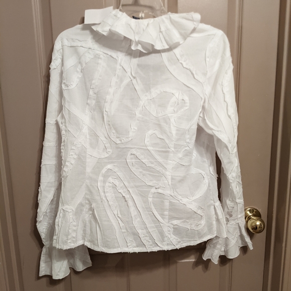 NWT Boston Proper White Ruffled Blouse Sz.12 - Picture 8 of 9